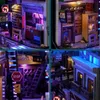 Bricolage livre coin Cyberpunk futur monde maison de poupée à la main jouets éclairage Rgb 3d Puzzle Miniature Kit de construction cadeau décoration de la maison 240122