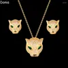 Halskette Ohrringe Set Donia Schmuck europäische und amerikanische Mode dominanter Leopardenkopf Damen eingelegter Zirkon Silbernadel Luxus