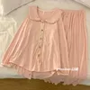 Vêtements de nuit pour femmes Col de poupée Pyjamas en velours pour femmes Automne et hiver Épaissie Simple Couleur unie Princesse Style doux Vêtements de maison