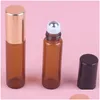 Packing Bottles Wholesale 1Ml 2Ml L 5Ml 10Ml Amber Glass Roll On Bottle Empty Essential Oil Per Rollon Tube Metal Roller Ball Gold L Dhzwn