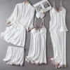 Kvinnors sömnkläder Robe Pyjamas Home Bathrobe Clothes Loungewear Lace Set Casual Sexig Satin Spring Summer Gown Suit Women