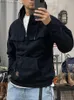 Männliche Kleidung 90er Jahre Vintage Hoodies Sweatshirt für Männer Half Zip Grün Ästhetische Kapuze Harajuku Mode Winter Lose in S 240119