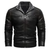 Jaqueta de couro falso masculina de alta qualidade casual zíper velo casacos quentes jaqueta de couro da motocicleta do vintage para homem S-4Xl 240126