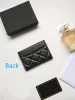 Lüks kadın kart tutucu klasik desen mini siyah küçük donanım cüzdan tasarımcısı Çakıl deri kutu