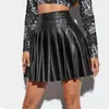 Skirts Skirt High Waist Faux Leather Pleated For Women A-line Clubwear Party Dance With Loose Hem Above Knee