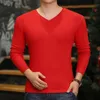 Mode 2024 Långärmad tshirt Men's Vneck Casual Tshirts Långärmad Slim Fit Base Layer Tops Oversize Tshirt Blus 240118