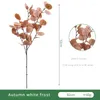 Decorative Flowers 92CM Artificial Apple Leaf Nordic Home Decoration Floral Vase Accessories White Frost Eucalyptus Silk Cloth Branches