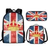 Школьные сумки в стиле ретро, набор с принтом флага Соединенного Королевства, рюкзак для девочек и мальчиков, ранцы для детей, подростковые книжные сумки с сумкой для обеда, пенал