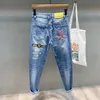 Homens jeans moda rua hiphop masculino estilo punk calças jeans verão primavera elástico fino ajuste de alta qualidade mans 240129