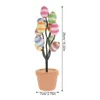 Fiori decorativi Uovo di Pasqua Pianta in vaso Uova artificiali Tavolo Albero Decorazione artigianale Centrotavola Decorazione Party Bonsai Figurine Emblemi