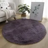 Tapis Chambre Couleur Pure Ronde Soie Simple Salon Canapé Laine Tapis Nordique Peluche Plancher Suspendu Panier Long Tapis Noir