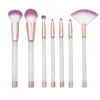 Makeup Brushes 7Pcs with Empty Clear Handle (10Style ) Portable and Glitter with Cosmetic Bag Over 30pcs DHL Free Shipping