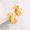 Boucles d'oreilles Vintage plaqué or Chunky Dome Drop pour femmes brillant en acier inoxydable épais larme Dupes cerceaux légers livraison J Dhxk8