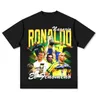 T-shirts pour hommes 2024 Designer américain Ronaldo imprimé T-shirt à manches courtes Vintage à manches longues à la mode et polyvalent col rond pur coton T-shirt pour hommes