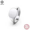 Rinntin 925 sterling zilveren klassieke eenvoudige effen ovale zegelbandring voor mannen bruiloft verklaring belofte ring sieraden NMR02 240125