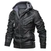 Hommes vestes en cuir à capuche Slim manteaux en cuir décontractés mode mâle Street Wear moto vestes en cuir chapeau détachable 5XL 240131