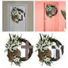 Decorative Flowers Round Easter Wreath With Grapevine Hanging Craft Burlap Decor Rustic DIY For Home Front Holiday