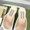 Women Slide Sandal 8 Cm Crystal High Slippers Slipper Mules Summer Patent Leather Fashion Sandals Peep Toe Sexy Beach Shoes Luxury Heel Flip Letter