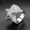 Hip Hop 3d Five Star Rings Luxury 925 Sterling Silver Ring for Women D VVS Round Diamond Wholesale Jewelry 240119