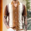 Polos pour hommes 2024 Vêtements d'été Hommes Casual Business Tricoté Polos Polos Mâle Mode Patchwork Contraste Couleur Tricots T-shirts