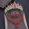 Luxus Lila Kristall Sets Brautschmuck für Frauen Krone Ohrring Halskette Hochzeit Tiaras Braut Dubai 240202