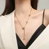 Pendant Necklaces High-grade Stainless Steel Column Small Waist Gold Color Chain Necklace Fashion Jewelry Women's Colorless Accessories