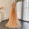 Sharon Said Luxury Dubai Evening Dress with Cape Sleeve 2024 Elegant Long Arabic Formal Dresses for Women Wedding Party SS495 240201