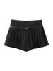 Kjolar vår sommar damer mode veckade a-line svart mini kvinnor 2024 casual lös khaki shorts med bälte