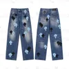 CH Jeans Designer Zrób stare pranie proste spodnie odciski literowe dla kobiet mężczyzn Casual Long Style Hearts Purple Jeans Ksubi