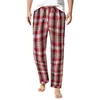 Men's Pants Fashion Mens Plaid Pajama Loose Casual Trousers Clothing Drawstring Elastic Waist Sleep Bottoms Pantalones 2024