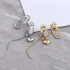 Dangle Oorbellen Goud Zilver Kleur Delicate Asymmetrie Hart Hanger Kwastje Pin Voor Vrouwen Meisjes Shining Zirkoon Geometrische Bell