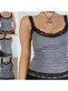 Tanques femininos Y2K Lace Camisole Crop Tops Mulheres Sem Mangas Sexy Cami Spaghetti Strap Backless Baixo Pescoço Quadrado Saindo Tanque