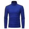 Automne hiver hommes thermique à manches longues rouleau col roulé t-shirt couleur unie hauts mâle mince basique Stretch t-shirt haut 240129