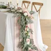 6ft18m Artificial Wedding Eucalyptus Garland Runner Mantle With Rose Flowers Table Centerpiece Boho Wed Bridal Shower Arch Decor 240131