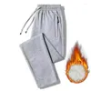 Calças masculinas 2024 inverno lã de cordeiro espessada quente sportswear homens casual cordão jogging algodão de alta qualidade