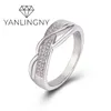 Fashion Spiral Silver Plated Gold Color Ring X Shape Cross CZ Finger Rings for Women Girl Engagement Wedding Lady Jewelry Gift 240202