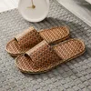 Sandalen Vrouwen Mannen Zomer Thuis Slippers Indoor Schoenen 2024 Casual Vlas Slides Riem Linnen Dames Slippers