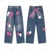 2024 New Fashion Hearts Herren Sanskrit Cross Jeans Designer Make Old Washed Ch Gerade Hosen Herz Brief Drucke Langer Stil Lila