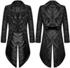 Erkekler 2024 Sonbahar Moda Gotik Steampunk Tailcoat Ceket Siyah Brokar Düğün Ceket