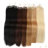 Loop Micro Ring Hair Extensions Invisible Mini 8D Nano Rings Pärlor 100% Human Remy Vigin Natural Brown Blond Pure Color 100strands DH0RJ