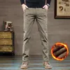 Winter Fleece Warme Cord Hosen Männer Business-Mode Slim Fit Stretch Verdicken Grau Khaki Flusen Casual Hosen Männlichen 240123