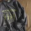 طباعة قميص كبير الحجم للرجال شارع High Street مضحك القمصان T الطراز الياباني الأكمام الطويلة للجنسين Tees Cotton Y2K Tops 240201