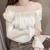 Women's Blouses Fashion Square Collar Solid Color Folds Puff Sleeve Clothing Spring Loose Casual Tops All-match Shirts E646