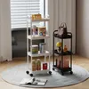 Trolley Organizer Auxiliary Cart With Wheels Kitchen Furniture Cabinet Storage Rack Mobile Plastic Bookshelf Vegetable Basket 240125