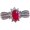 Anneaux de cluster Plaqué or 18 carats Bague rubis pour fiançailles 0,5ct 4mm 6mm Argent naturel 925 Bijoux de pierres précieuses