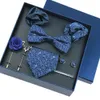 Luxe haute qualité hommes cravate ensemble belle boîte-cadeau cravate en soie cravate ensemble 8 pièces à l'intérieur de l'emballage cadeau festif cravate carrés de poche 240202