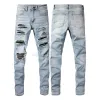 Hochwertige Herren Damen Lila Jeans Designer Jeans Mode Distressed Ripped Bikers Damen Denim Cargo Für Herren High Street Fashion Jeans Fabrik Direktverkauf A013