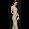 Deerveado Elegant v Neck Sequin Presal Long Long Women Mermaid Dress Dress Party BodyCon Maxi Prom Dress 240201