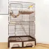 Cat Carriers Modern Iron Mesh Cage Indoor House Super Large Space Three-story Supplie Breathable Fence Toilet Integrated