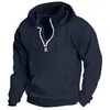 Hoodies masculinos com capuz trimestre zip preto vinho azul marinho verde escuro com capuz simples esportes ao ar livre camisas de suor bolso moletom